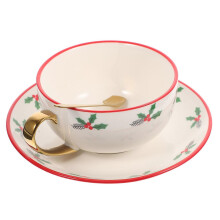 Service à thé de Noël 2026 (tasse et soucoupe) pour les fêtes de fin d'année, 2 services, tasses à café en céramique