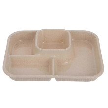 Assiette de service rectangulaire compartimentée réutilisable 2026, 26,50 x 20,70 x 4,50 cm, beige, 1 pièce
