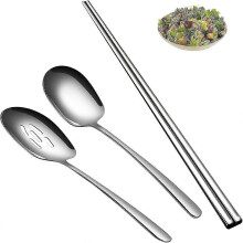Ensemble de 3 cuillères en acier inoxydable 2026, dont une grande cuillère à salade.