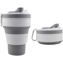2026 Pxcl Kaffeebecher (grau), wiederverwendbarer Kaffeebecher 350 ml, lebensmittelechter Silikonbecher, BPA-frei, Reisebecher