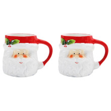 2026 2X 400Ml Mug Cartoon Cute Kawaii Christmas Mug 3D Ceramic Cup Milk Coffee Water Cup Mug White
