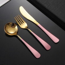 Couteau, fourchette et cuillère 2026 - Cuillère rose en acier inoxydable 304, couteau, fourchette et cuillère, style western steak