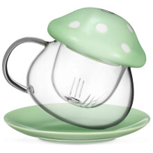 Tasse à thé 2026 avec filtre, en verre vert avec couvercle