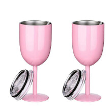 2026 Lot de 2 verres à vin rosé de voyage à double paroi en acier inoxydable de qualité alimentaire avec couvercle étanche pour adultes