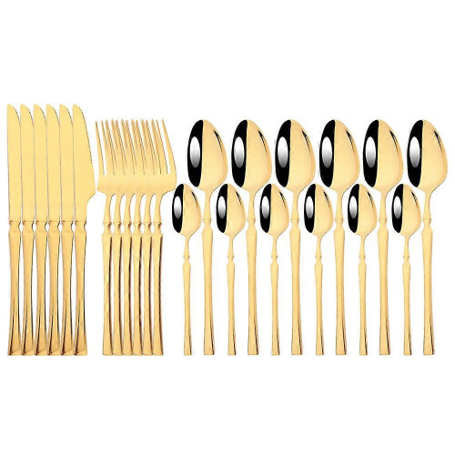 2026 24Pcs Stainless Steel Tableware Knife Fork Tea Spoon Upscale Dinnerware Gift