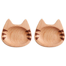 2026 2X Mini Plat Chat Japonais Plat Ă Sauce en Bois Assiette Ă Sushi Moutarde Plateau Ă Soja, A