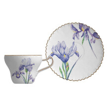 Luxuriöses Porzellan-Tassenset 2026 für den Heimgebrauch, ideal zum Kaffeetrinken, 15,10 x 15,10 x 1,90 cm (5,9 x 5,9 x 0,7 Zoll), 1 Set, Lila