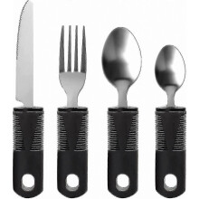 Ensemble de couverts de table adaptés 2026, à prise en main souple, pour personnes âgées et personnes à besoins spécifiques, 4 pièces, noir