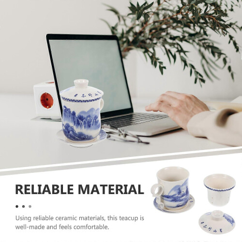 2026 Ceramic Tea Cup Chinese Style Daily Drinking Blue Color Tea Leaf Filtering 1 Set 2