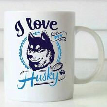 2026 1 pièce, Tasse à café « J’aime mon husky », motif loup sauvage bleu, vache et cheval, blanche, 320 ml, cadeau pour les aînés