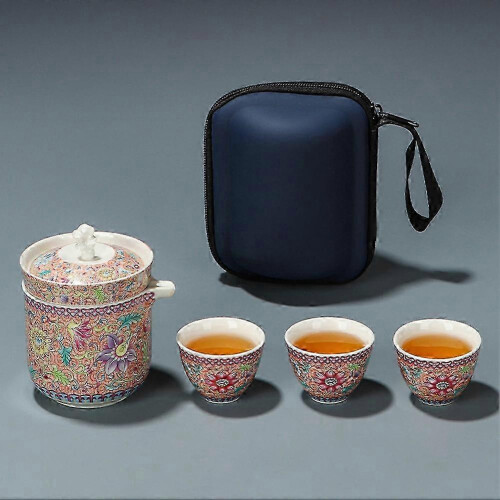 2026 Set High-End Travel Tea Set, Quick Guest Cup One Pot,Three Cups, Tea Cup Tea Set, Tea Maker 1