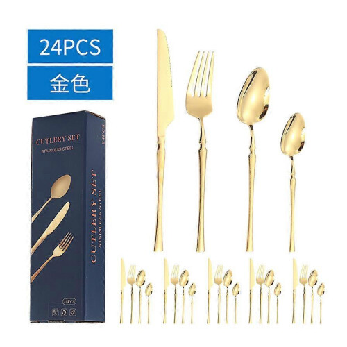2026 24Pcs Stainless Steel Tableware Knife Fork Tea Spoon Upscale Dinnerware Gift 1