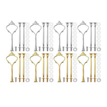 2026 8 Sets 3 Tier Crown Cake Plate Stand Holder Kitchen Gadgets Wedding Party - Gold & silver