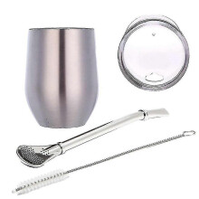 2026 Doppelwandiges Edelstahl-Mate-Tee-Set für Yerba Gourd, Wasser-Mate-Teetasse, Deckel, Löffel, Strohhalm, Bombilla, Kopf