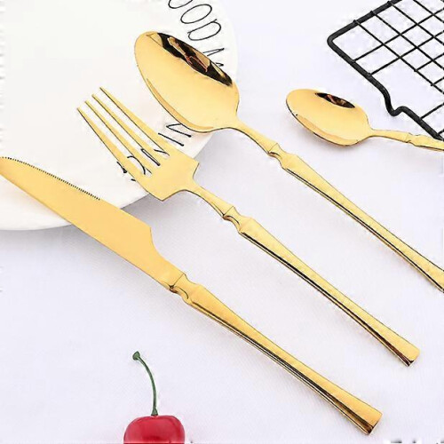 2026 24Pcs Stainless Steel Tableware Knife Fork Tea Spoon Upscale Dinnerware Gift 2