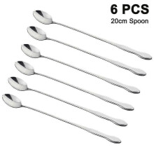 2026 Ensemble de 6 couverts en acier inoxydable, cuillères à cocktail longues de 20 cm, acier inoxydable 2