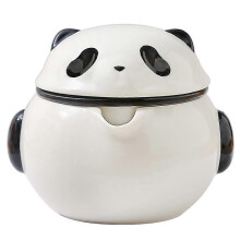 Panda Reise-Teeset 2026, tragbar, für unterwegs, schnell und einfach Tee zubereiten, Ein-Kanne, drei Tassen, Keramiktasse