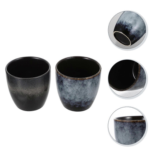 2026 Retro Style Ceramic Tea Cups for Home Use 4Pcs Tea Container Assorted Color 7X7CM 2