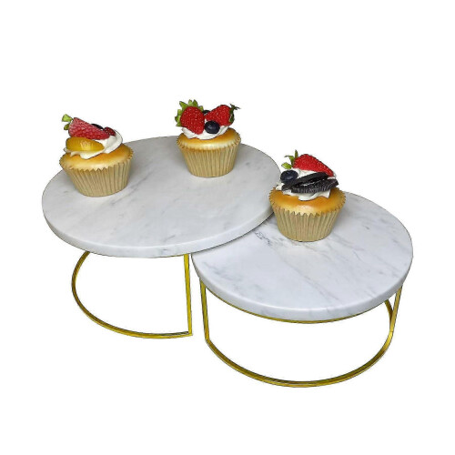 2026 2 Set Marble Cake Stands for Food Display 9.8'+7.8' 2026
