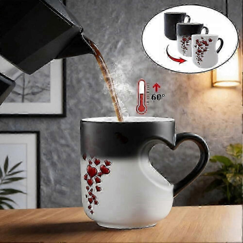 Tazza a forma di cuore termocromica rossa del 2026 per caffè. 1