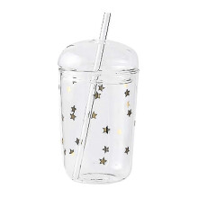 2026 Glass Straw Cup, Large Capacity Beverage Cup for Home