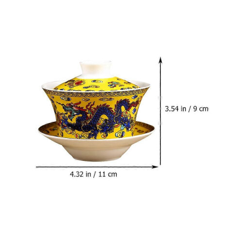 2026 Retro Style Ceramic Tureen Tea Cup for Storage Use Yellow 1