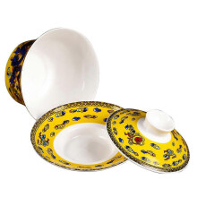 2026 Retro Style Ceramic Tureen Tea Cup for Storage Use Yellow