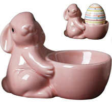 2026 Portahuevos de cerámica con forma de conejo, utensilio de cocina, vajilla, soporte para huevos de Pascua Q8R4 M0G6