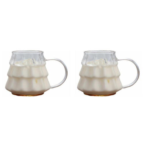 2026 2X Transparent Coffee Mug Handle Christmas Tree Milk Breakfast Glass Cup Kitchen Drinkware