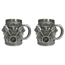 Mug en acier inoxydable 2026 2X Engines, mug à café avec design de moteur de voiture 3D pour les passionnés et les fans de V8