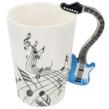 2026 Keramik-Kaffeebecher mit Musikinstrumenten-Henkel, ideal für Zuhause, Büro und den täglichen Gebrauch, 1er-Pack