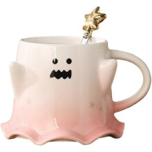 2026 Mugs Coffee Cup Coffee Mug Ghost Coffee Mug Little Ghost Ceramic Mug 3D Mug Pink Spoon