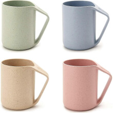 2026 Eoocvt Lot de 4 gobelets en plastique écologique en paille de blé pour eau, lait, jus, thé (1 pièce, 400 ml) (4 gobelets)