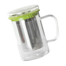 Infuseur à thé en vrac 2026, verre de 350 ml, tasse de voyage/maison, bureau, 1 pièce, vert, 12 x 11,5 x 8,5 cm