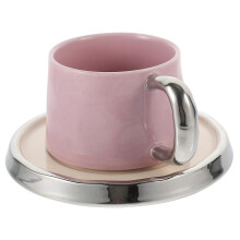 Tasse et soucoupe en céramique 2026, motif antidérapant simple, violettes, contenance 300 ml, 1 lot, rose, 13,5 x 10 x 6,5 cm