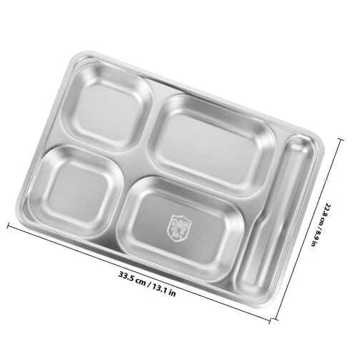 2026 Silver Stainless Steel Divided Dinner Plate for Storage Use with Compartments 1