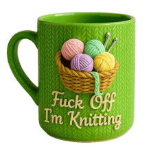 Mug style pull tricoté 2026 « Je tricote », Mug en céramique sur le thème du tricot - H8B4