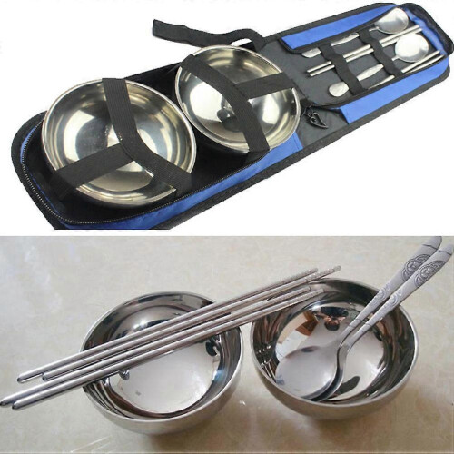 2026 7Pcs Stainless Steel Tableware Set for Eating Use Portable and Convenient 1