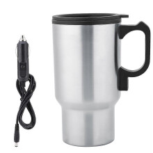 2026 Tazza da viaggio elettrica in acciaio inox da 450 ml, 12V, riscaldabile in auto, per caffè, latte e acqua calda.