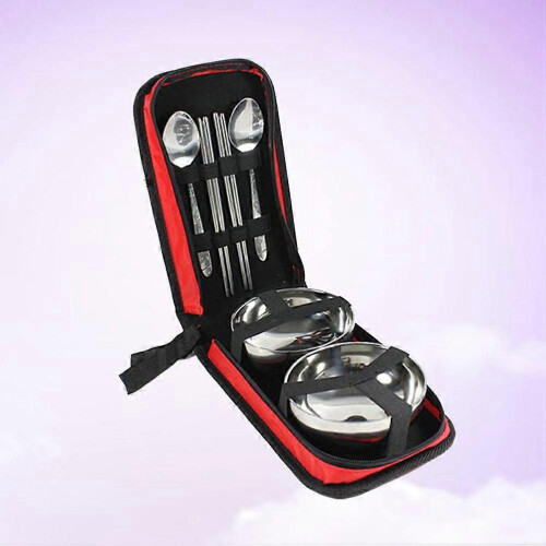 2026 7Pcs Stainless Steel Tableware Set for Eating Use Portable and Convenient 2