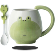 Mug à café grenouille 2026, cuillère, 450 ml, céramique, motif grenouille 3D amusant, cadeau pour garçons et filles, grenouille 26-27