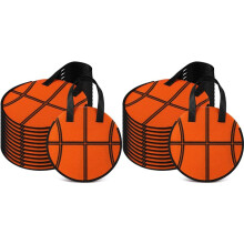 24 Pcs Basketball Party Favor Bags 10 X 10 Inch Basketball Gift Bags with Handle Round Non Woven Gift Pouches
