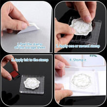 Lot de 12 Blocs de Tampons en Acrylique Transparents, Blocs de Tampons de Tailles Assorties avec Lignes de Grille pour L'Artisanat