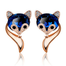 Fox Blue Earrings Drop Stud Earrings Rhinestone Gift For Women Girl Trendiness