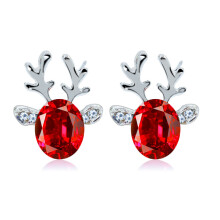 (Red)Ladies Earrings Christmas Reindeer Earrings 3d Hypoallergenic Jewelry Holiday