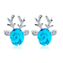 (Lake Blue)Ladies Earrings Christmas Reindeer Earrings 3d Hypoallergenic Jewelry Holiday