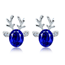 (Royal blue)Ladies Earrings Christmas Reindeer Earrings 3d Hypoallergenic Jewelry Holiday