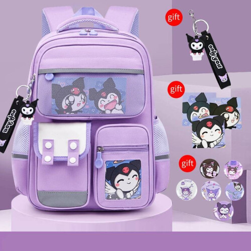 (Purple,S)Sanrio Capybara Backpack Waterproof Multiple Compartment With Pendant Reflection