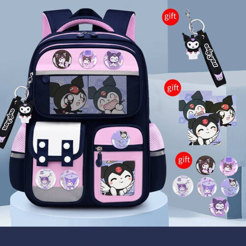 (PinkBlue,S)Sanrio Capybara Backpack Waterproof Multiple Compartment With Pendant Reflection