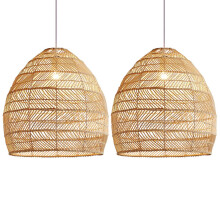 2X Rattan Lamp Pendant Light Vintage Hanging Lamp Shades E27 Living Room Dining Room Home Decor Cafe Restaurant Hanglamp